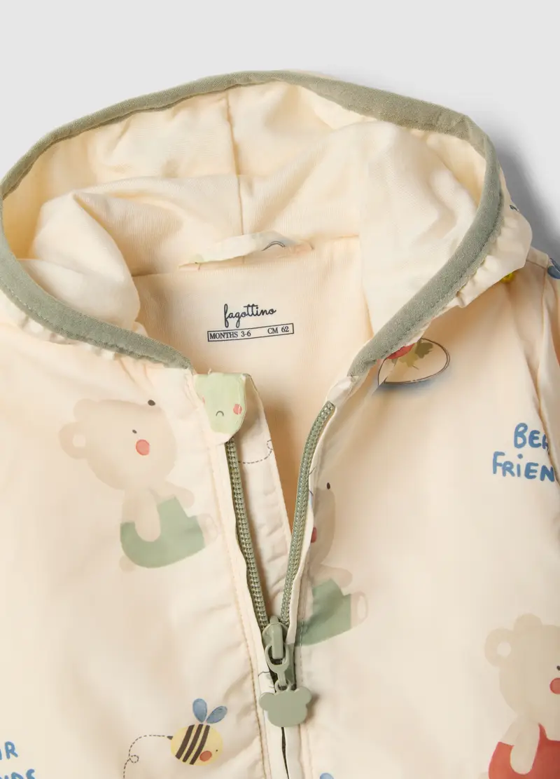 Giacca In Cotone Beige Regular Fit Con Cappuccio Per Bimbo, Neonato, Beige miniatura 3