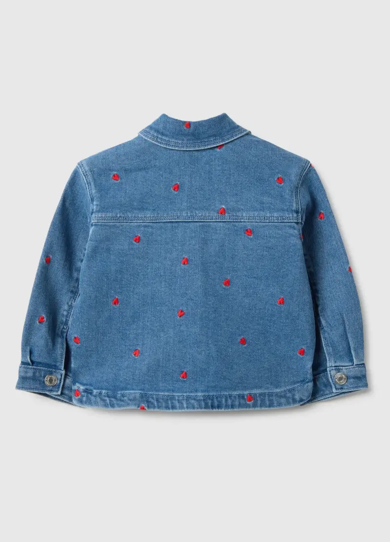 Giacca In Cotone Denim Blu Regular Fit Con Ricami Per Bimba, Bambina, Denim miniatura 2