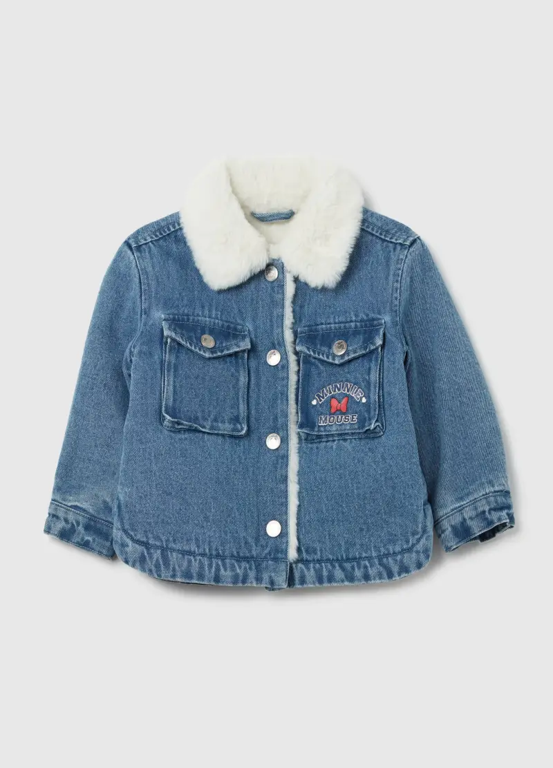 Giacca In Denim Con Eco Pelliccia Minnie, Bambina, Denim