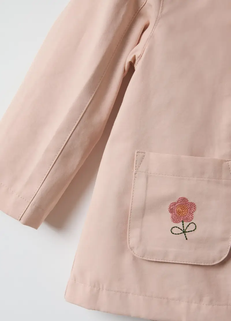 Giacca In Misto Cotone Rosa Da Bimba Regular Fit Con Cappuccio E Ricami, Bambina, Rosa miniatura 3