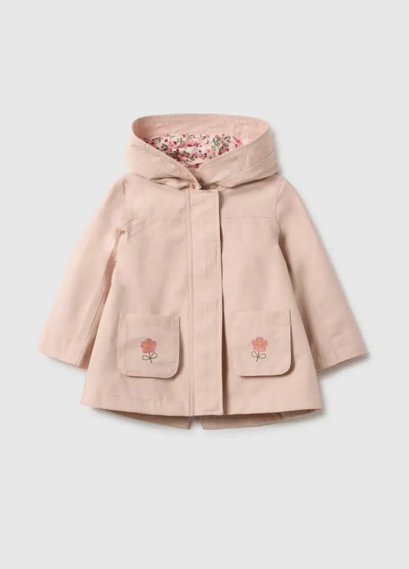 Giacca In Misto Cotone Rosa Da Bimba Regular Fit Con Cappuccio E Ricami, Bambina, Rosa