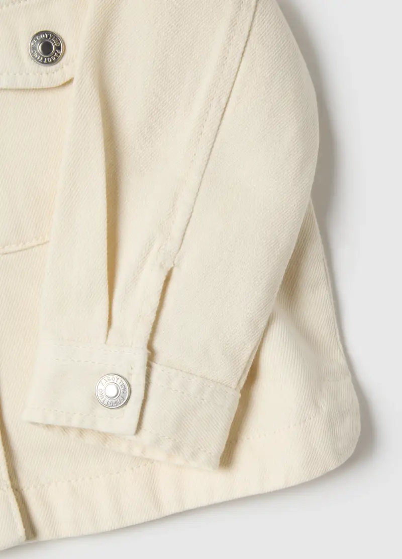 Giacca In Puro Cotone Beige Da Bimba Regular Fit Con Ricami, Bambina, Beige miniatura 3