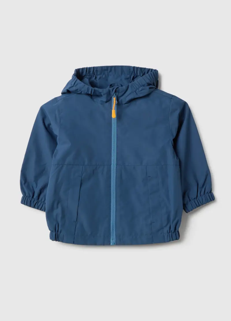 Giacca Leggera Blu Da Bimbo Regular Fit Con Full Zip E Cappuccio, Bambino, Blu