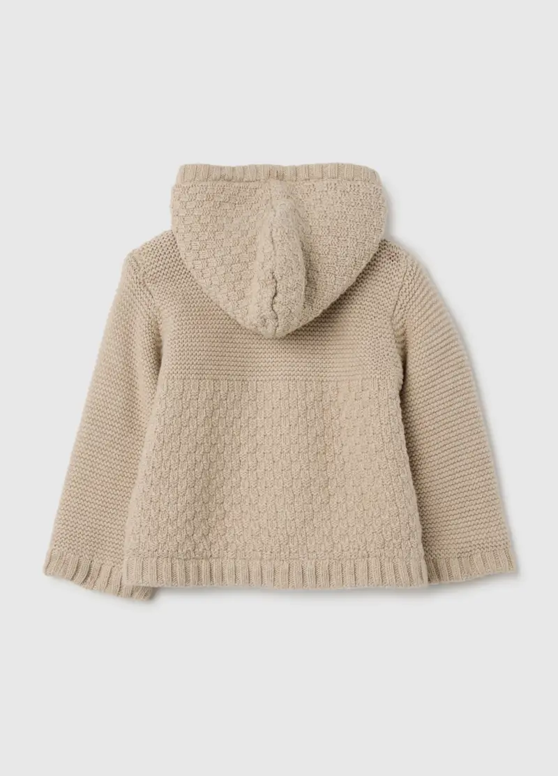 Giacca Pesante Beige In Cotone Con Cappuccio, Unisex, Beige miniatura 2