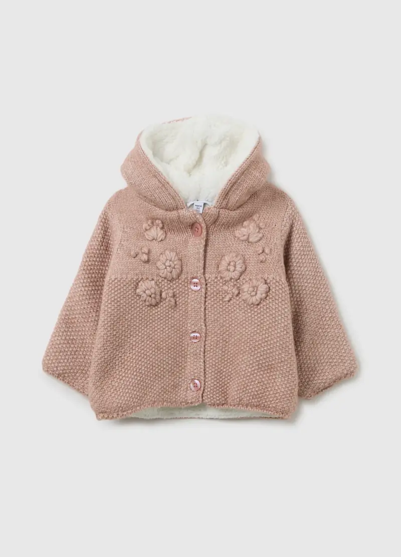 Giacca Rosa Con Cappuccio Da Neonata Regular Fit Con Dettagli Floreali, Rosa