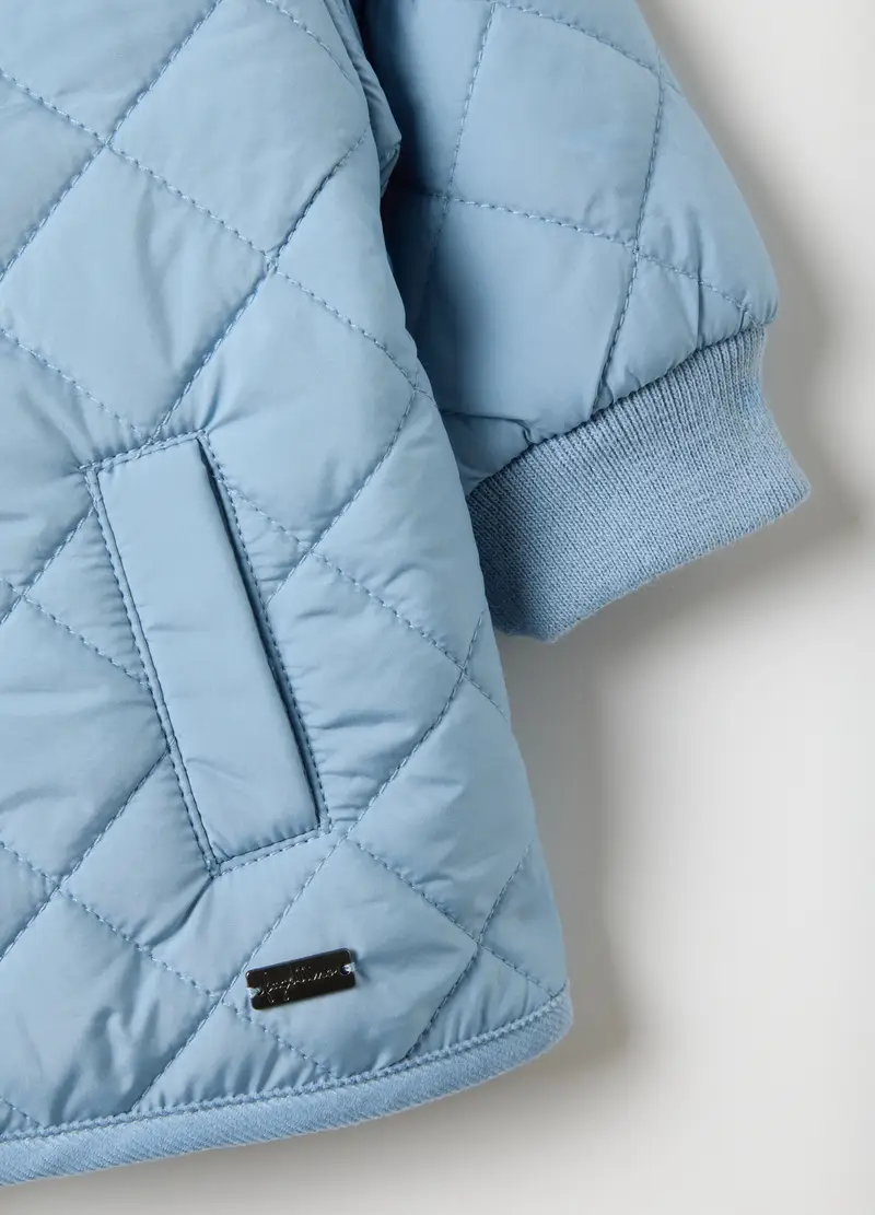 Giacca Trapuntata Azzurra Da Neonato Regular Fit, Azzurro miniatura 3