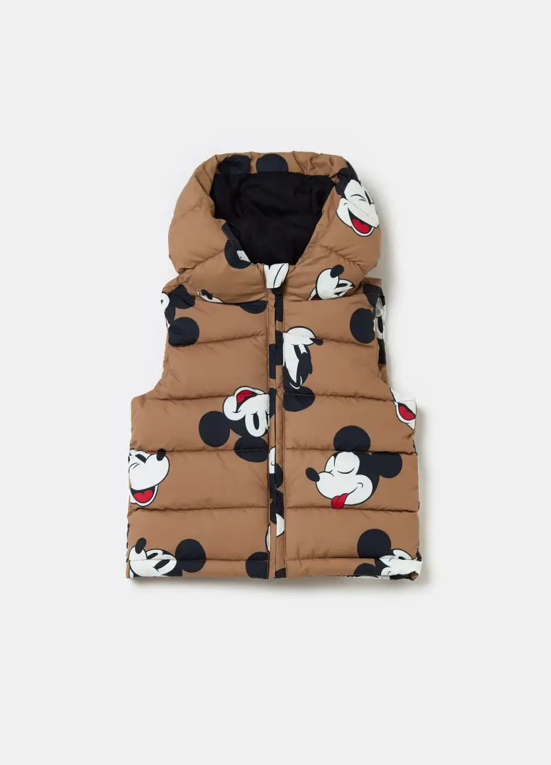 Gilet Trapuntato Con Cappuccio Topolino, Bambino, Marrone