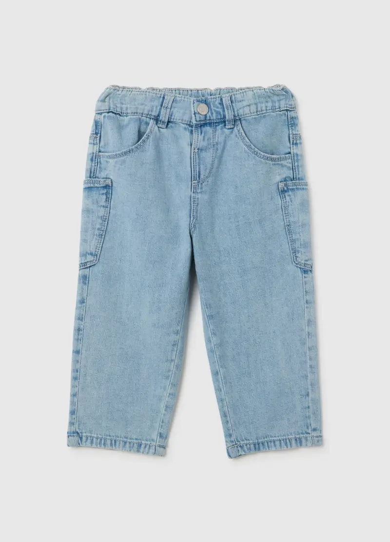 Jeans Da Bambino In Denim Azzurro Over Fit, Azzurro