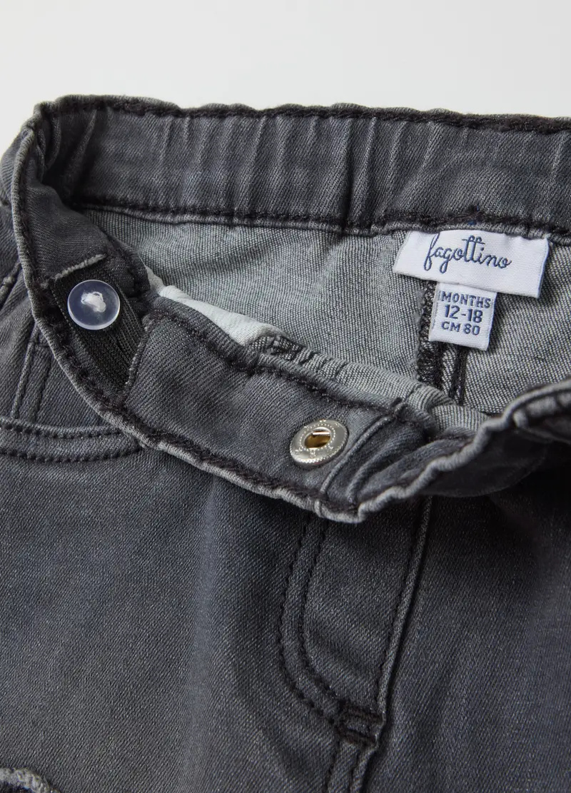 Jeans Flare Fit Cinque Tasche Con Strass, Bambina, Nero miniatura 3