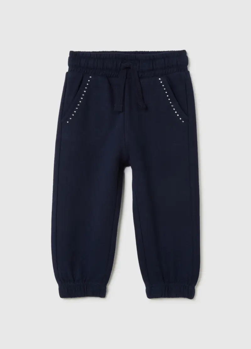 Jogger Da Bambina In Puro Cotone Blu Regular Fit, Blu