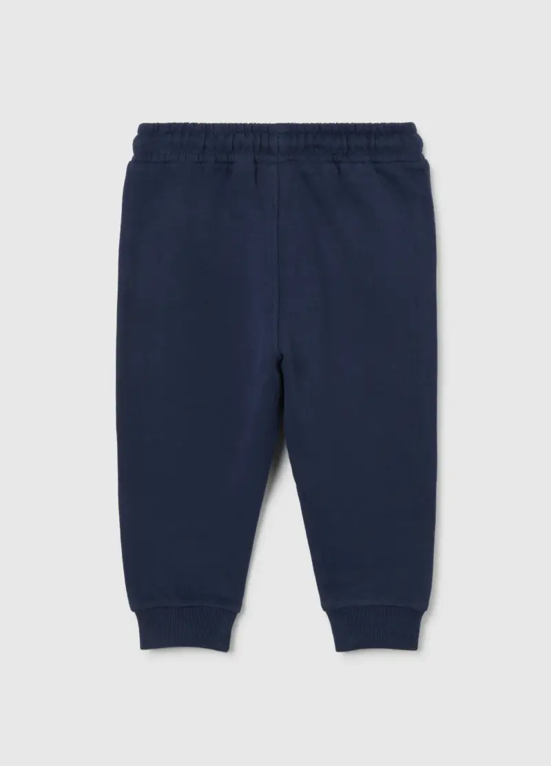 Jogger Da Bambino In Puro Cotone Blu Regular Fit Con Orsetto, Blu miniatura 2