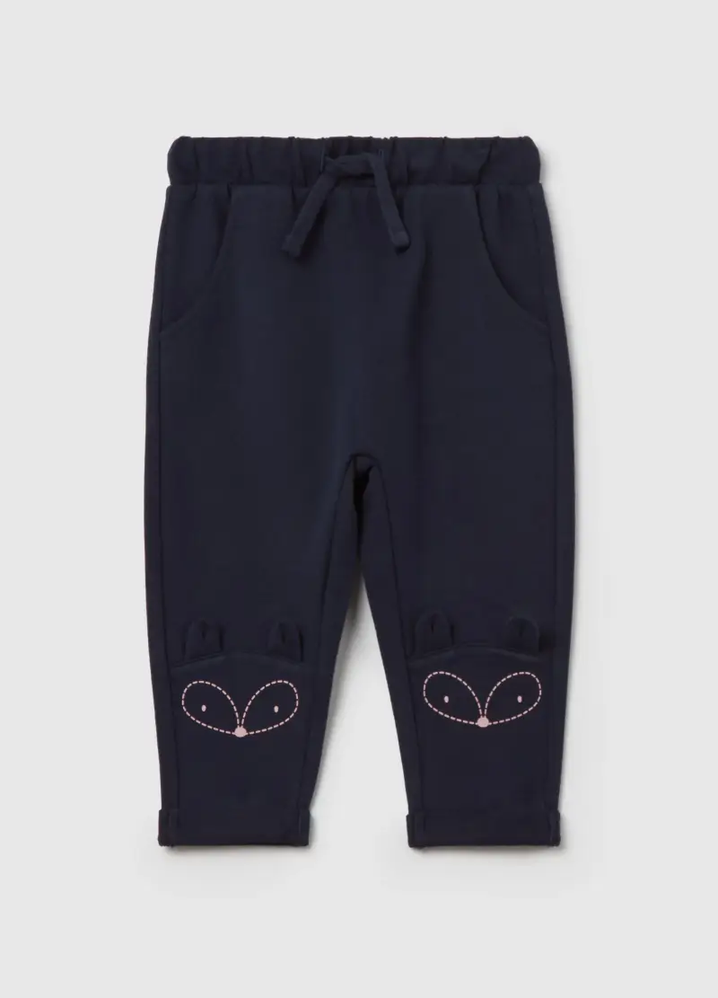 Joggers Con Coulisse E Stampa, Bambina, Blu