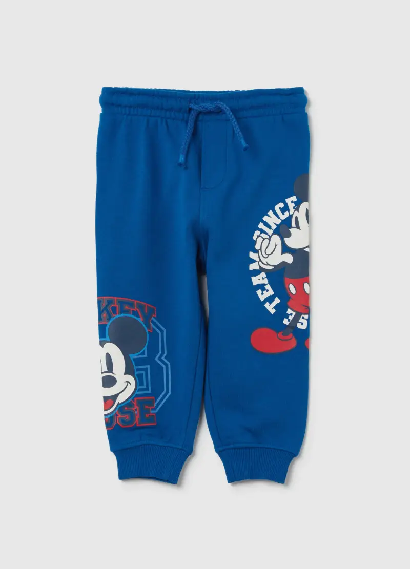 Joggers In Cotone Bio Con Stampa Topolino, Bambino, Blu