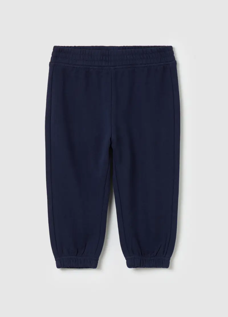 Joggers In Cotone Con Profili Elasticati, Bambina, Blu