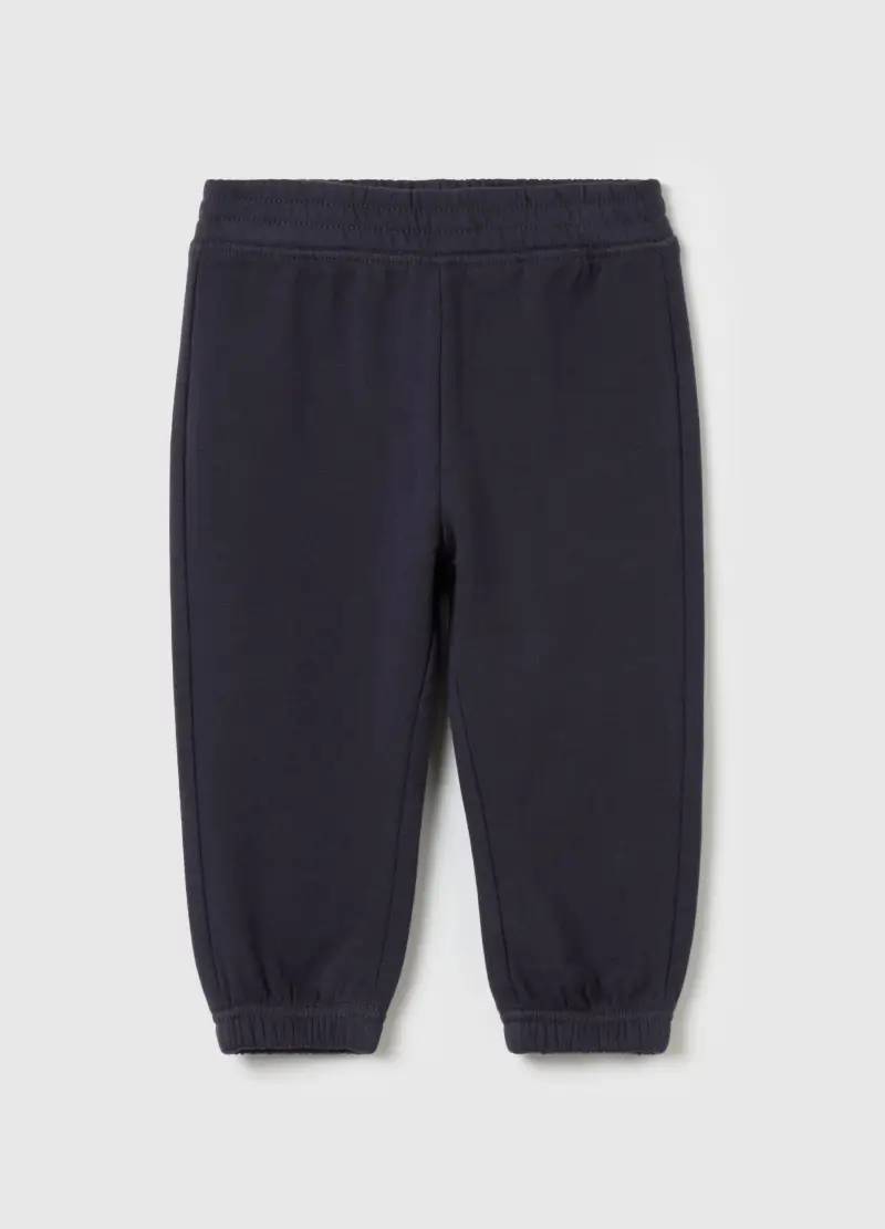 Joggers In Cotone Con Profili Elasticati, Bambina, Blu