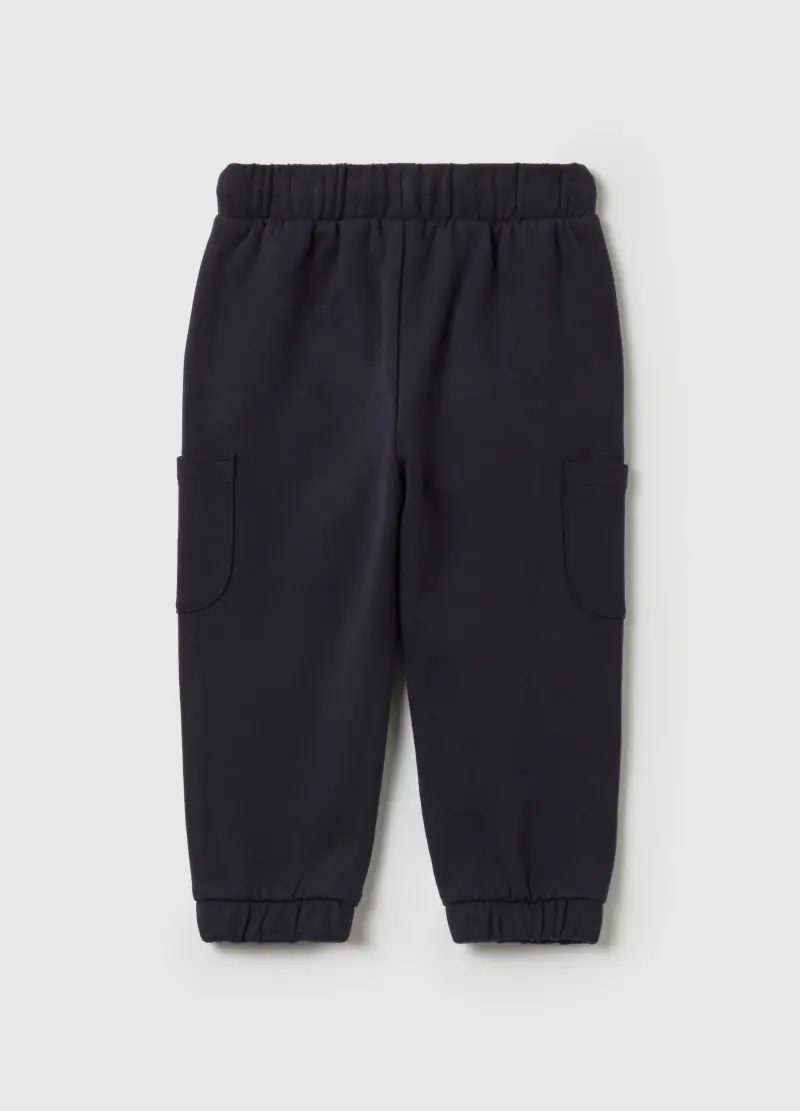Joggers In Felpa Con Coulisse E Tasche, Bambina, Blu miniatura 2