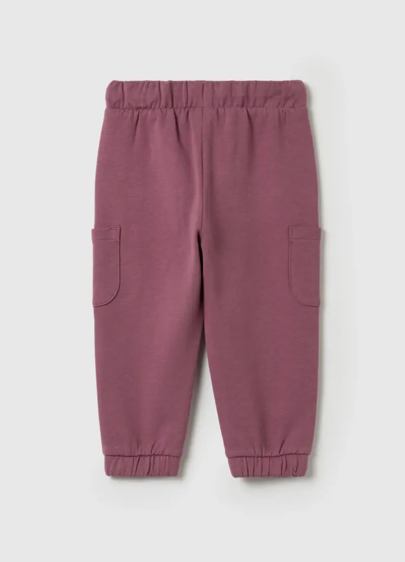 Joggers In Felpa Con Coulisse E Tasche, Bambina, Rosa miniatura 2