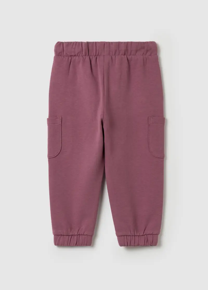 Joggers In Felpa Con Coulisse E Tasche, Bambina, Rosa miniatura 2