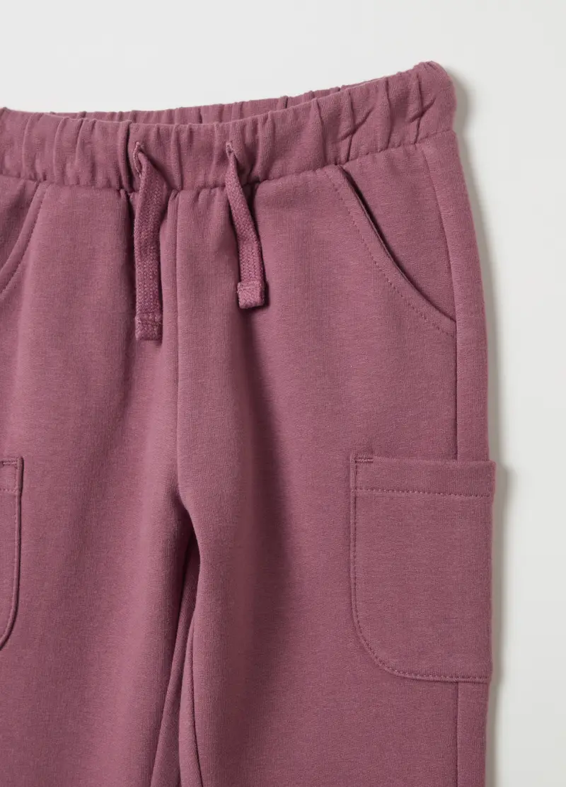 Joggers In Felpa Con Coulisse E Tasche, Bambina, Rosa miniatura 3