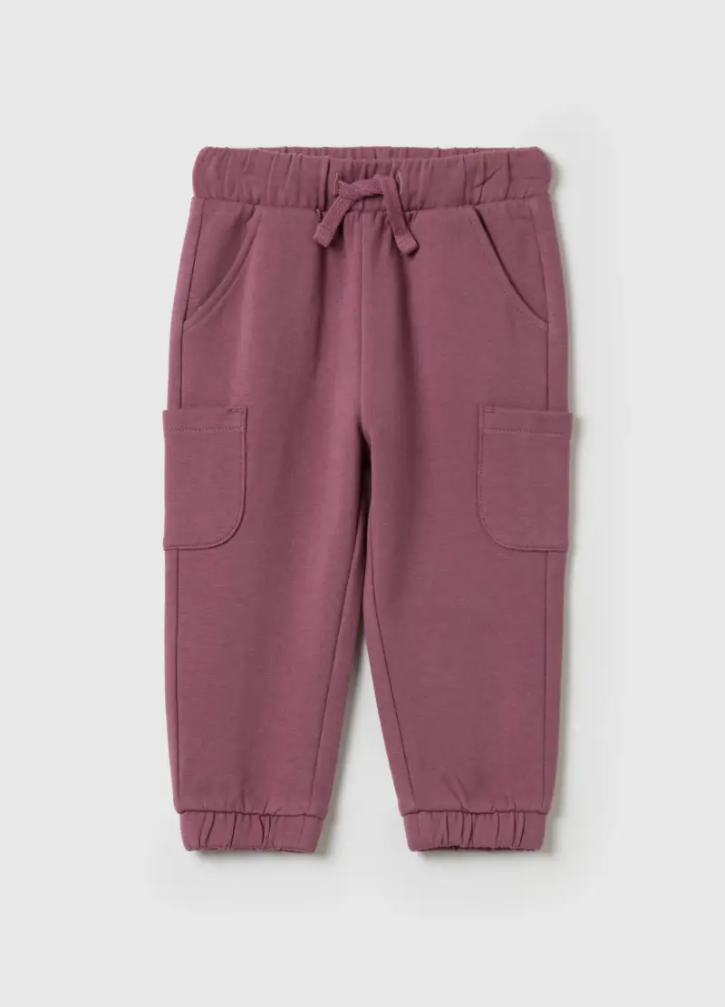 Joggers In Felpa Con Coulisse E Tasche, Bambina, Rosa