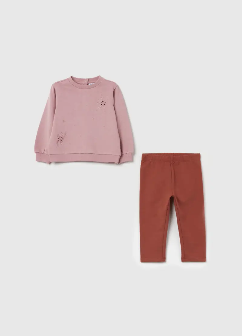 Jogging Set Con Ricamo Floreale, Bambina, Multicolor