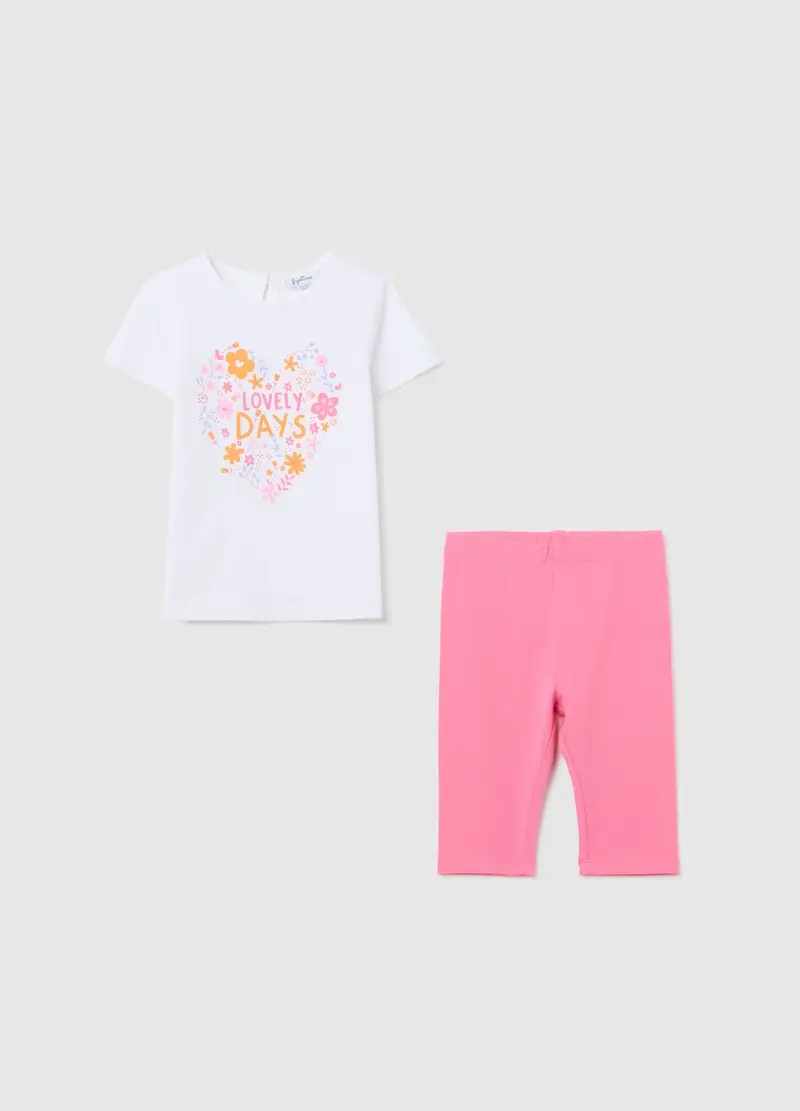 Jogging Set Con Stampa In Cotone, Bambina, Multicolor