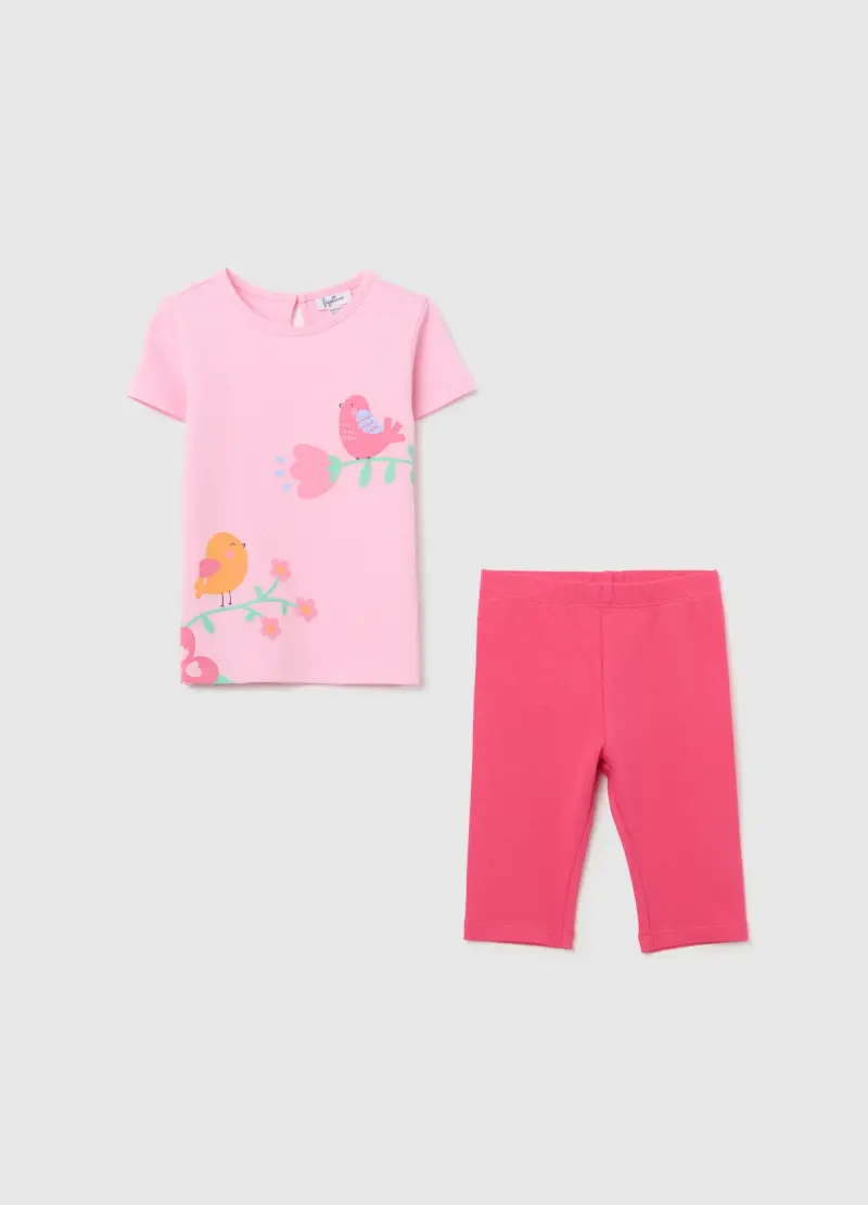 Jogging Set Con Stampa In Cotone, Bambina, Rosa