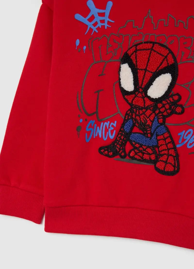 Jogging Set Da Bambino In Misto Cotone Rosso E Nero Di Spider-man, Multicolor miniatura 3