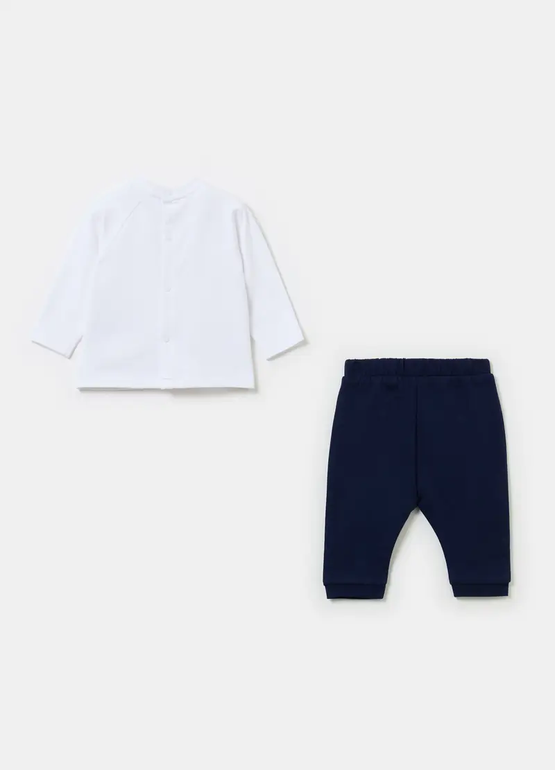 Jogging Set In Cotone Bio Stampa Cagnolini, Neonato, Multicolor miniatura 2