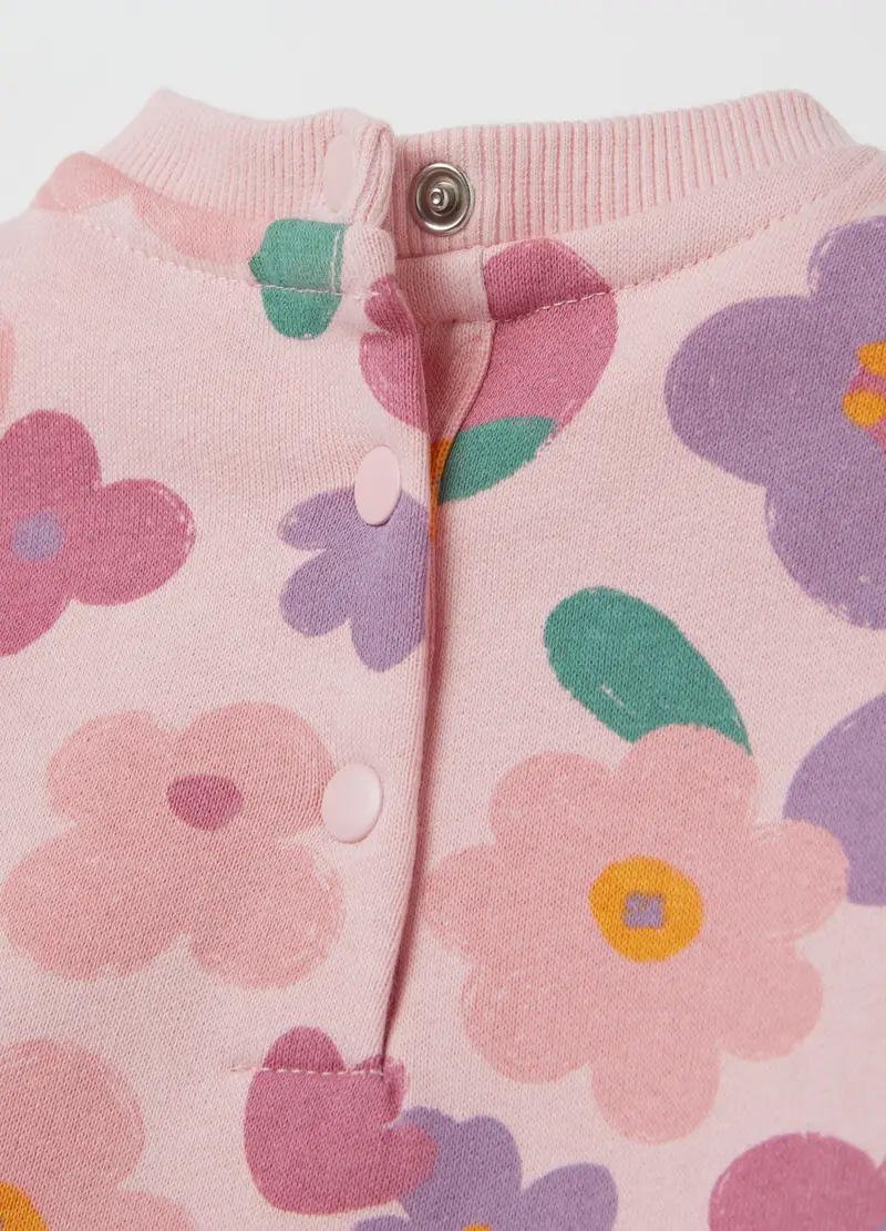 Jogging Set In Cotone Con Fantasia Floreale, Bambina, Rosa miniatura 3