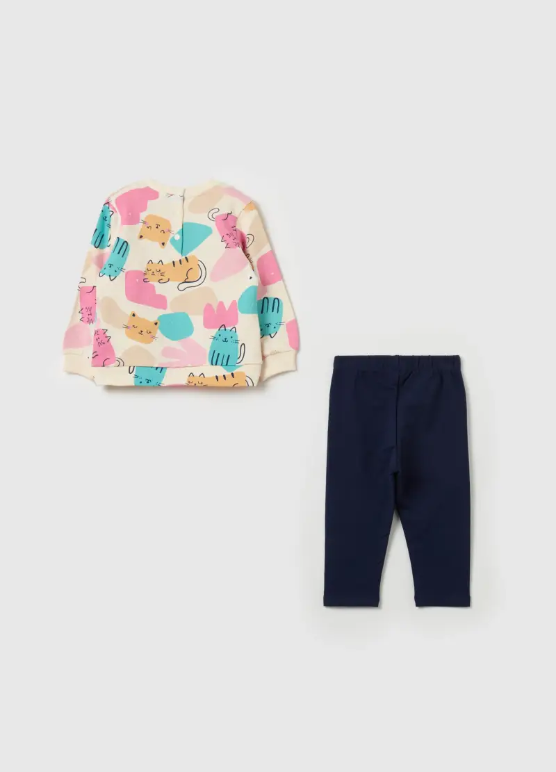 Jogging Set In Cotone Con Stampa, Bambina, Multicolor miniatura 2