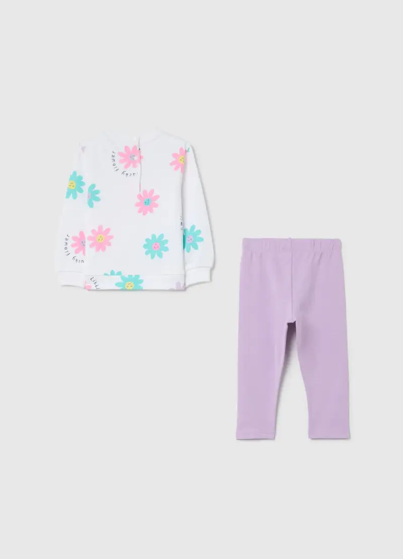 Jogging Set In Cotone Con Stampa "lucky Flower", Bambina, Multicolor miniatura 2