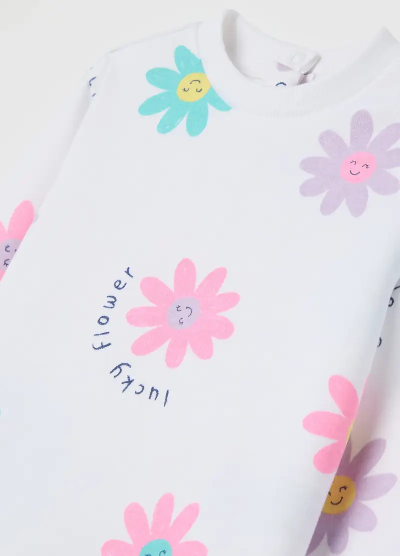 Jogging Set In Cotone Con Stampa "lucky Flower", Bambina, Multicolor miniatura 3