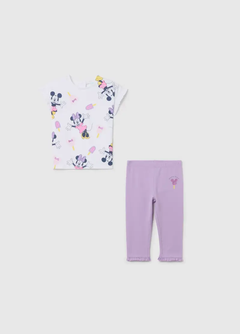 Jogging Set In Cotone Stretch Minnie E Topolino, Bambina, Multicolor