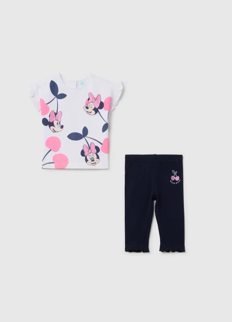 Jogging Set In Cotone Stretch Stampa Minnie, Bambina, Multicolor