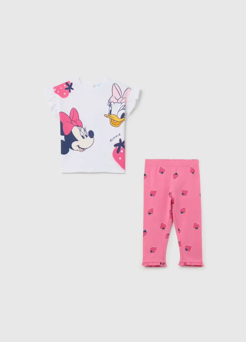 Jogging Set In Cotone Stretch Stampa Minnie E Paperina, Bambina, Multicolor