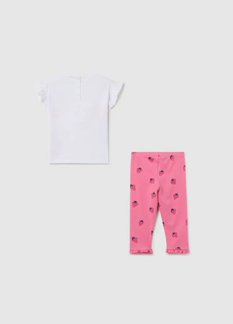 Jogging Set In Cotone Stretch Stampa Minnie E Paperina, Bambina, Multicolor miniatura 2