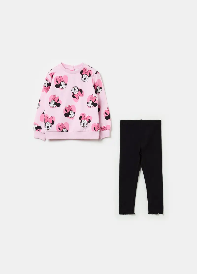 Jogging Set In Felpa Con Stampa Minnie, Bambina, Multicolor