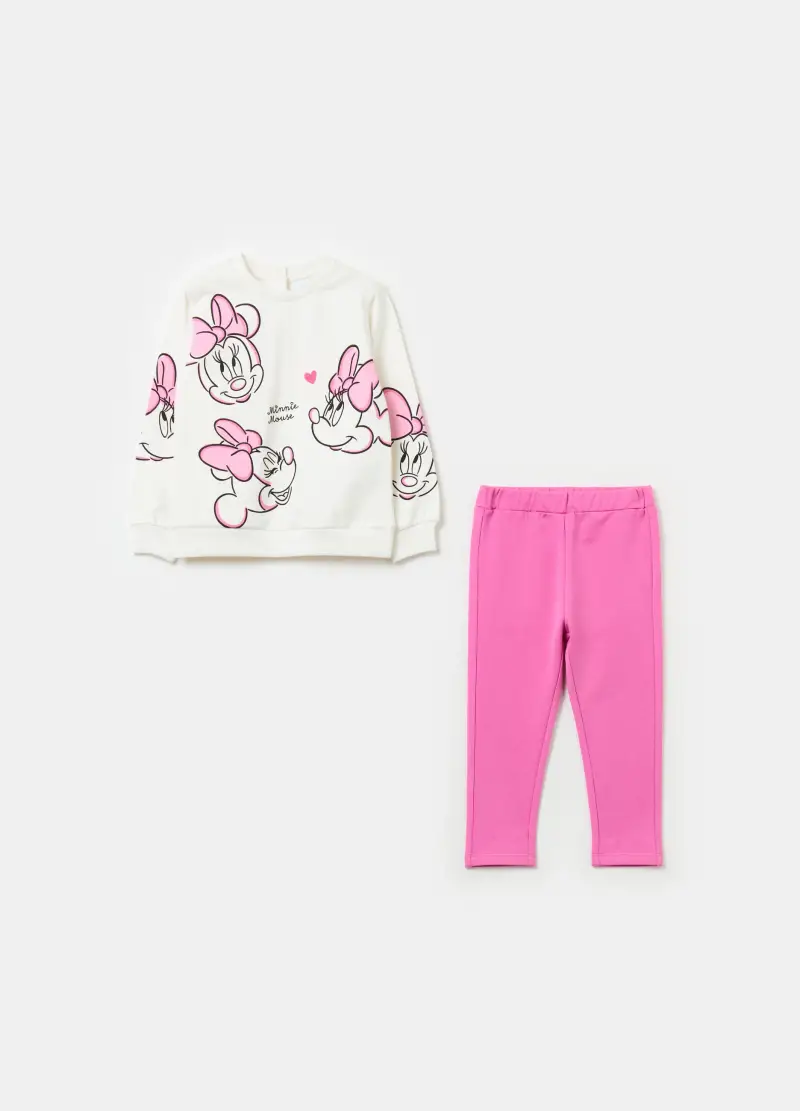 Jogging Set In Felpa Con Stampa Minnie, Bambina, Multicolor