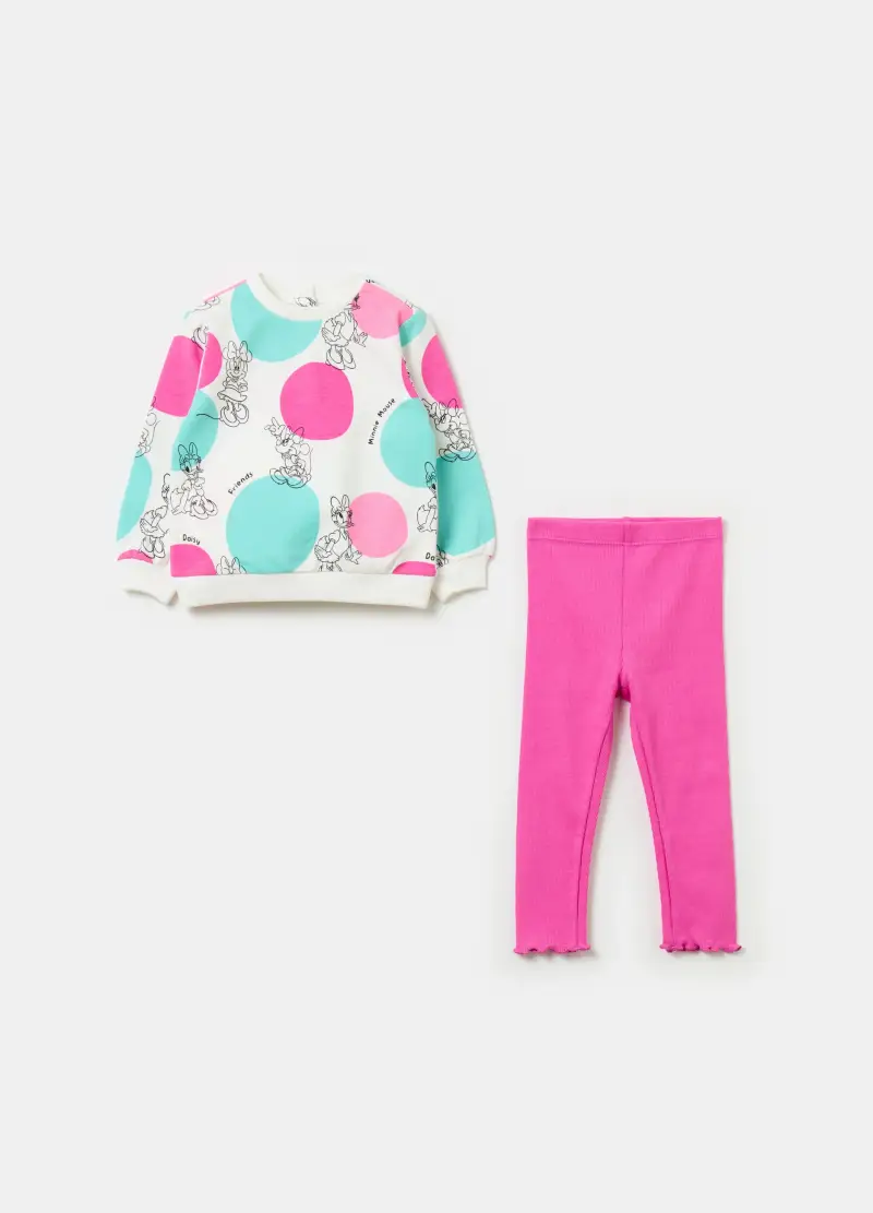 Jogging Set In Felpa Stampa Minnie E Paperina, Bambina, Multicolor