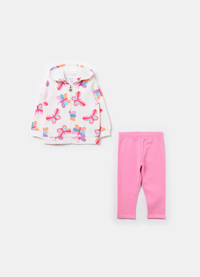 Jogging Set In French Terry Con Stampa, Bambina, Multicolor