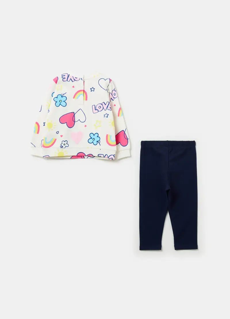 Jogging Set In French Terry Con Stampa, Bambina, Multicolor miniatura 2