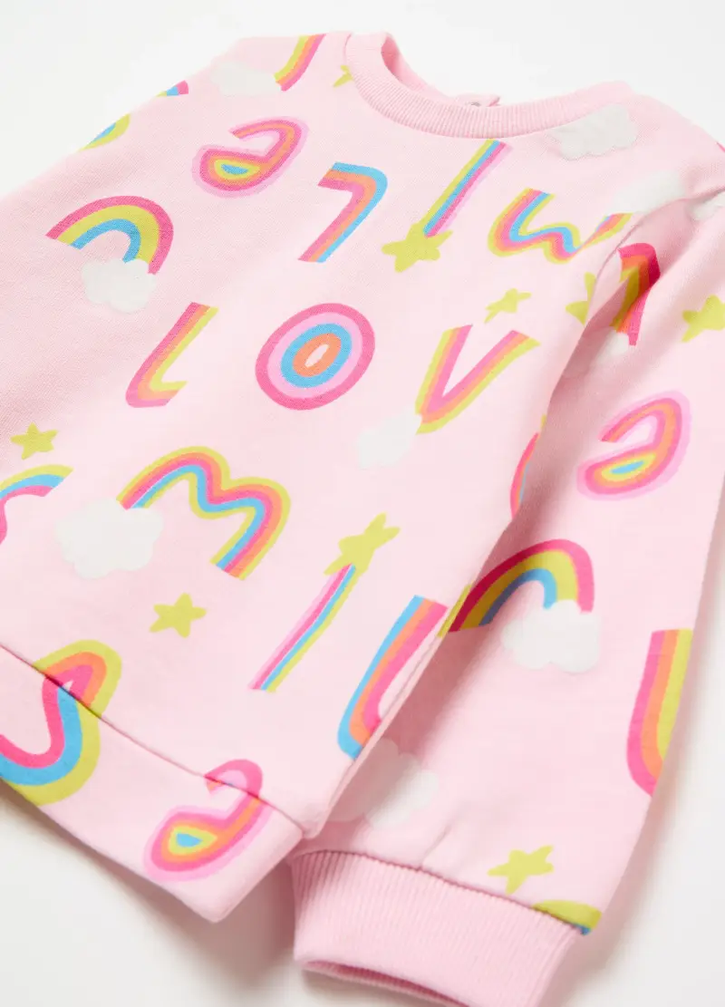 Jogging Set In French Terry Con Stampa, Bambina, Rosa miniatura 3