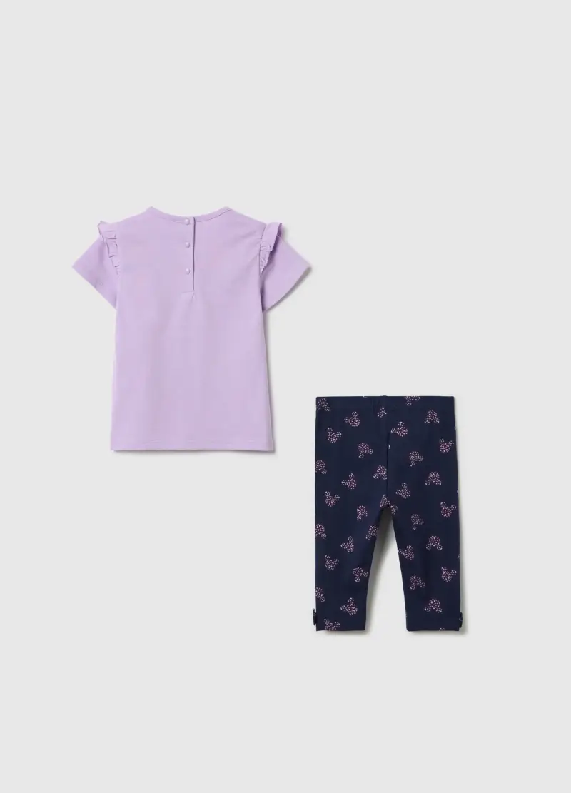 Jogging Viola E Blu In Cotone Stretch Stampa Minnie, Bambina, Multicolor miniatura 2