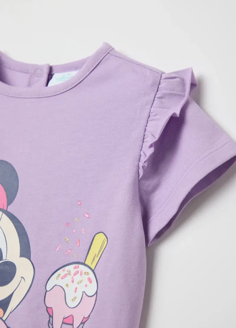 Jogging Viola E Blu In Cotone Stretch Stampa Minnie, Bambina, Multicolor miniatura 3