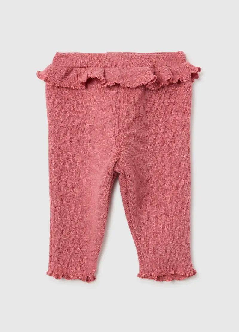 Leggings Da Neonata In Puro Cotone Rosa Slim Fit, Rosa