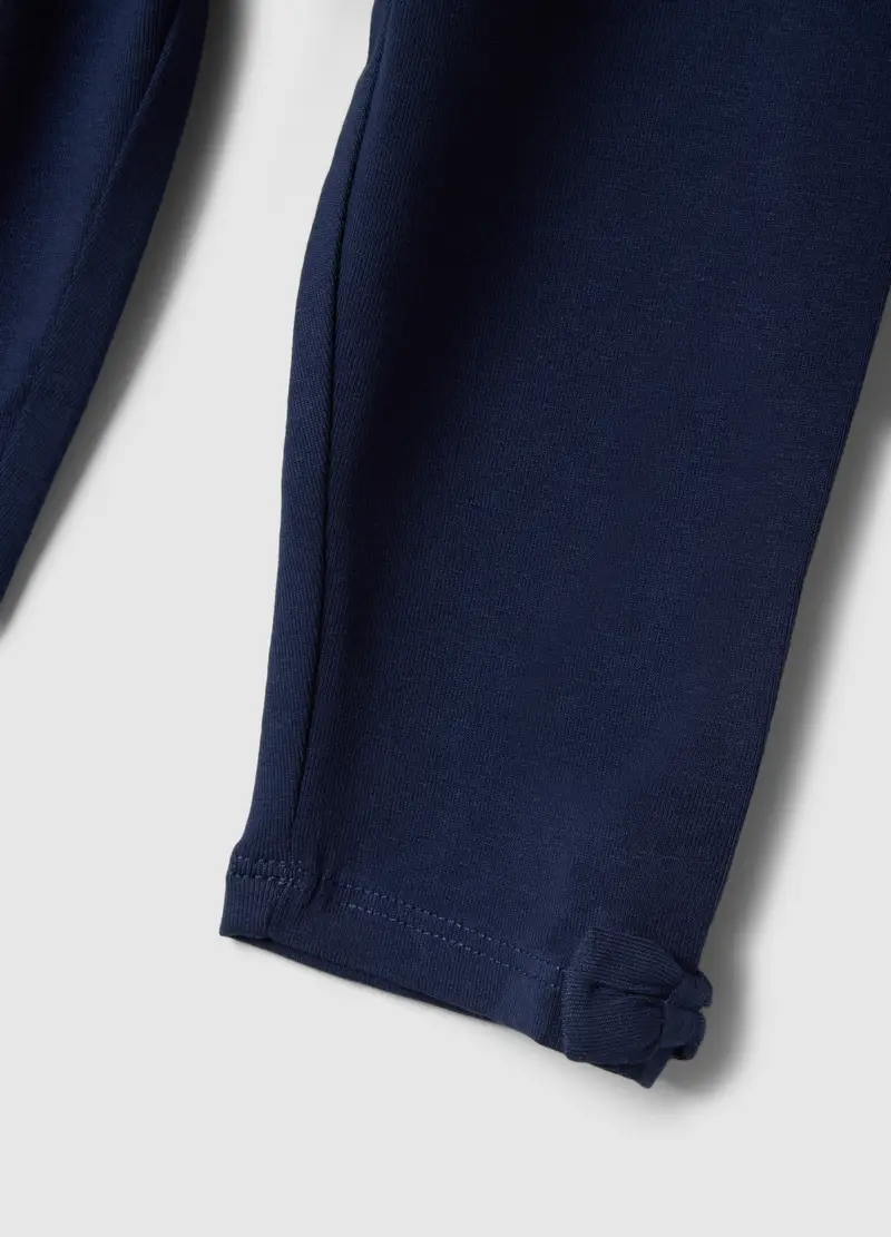 Leggings In Cotone Elasticizzato Blu Da Bimba Slim Fit, Bambina, Blu miniatura 3