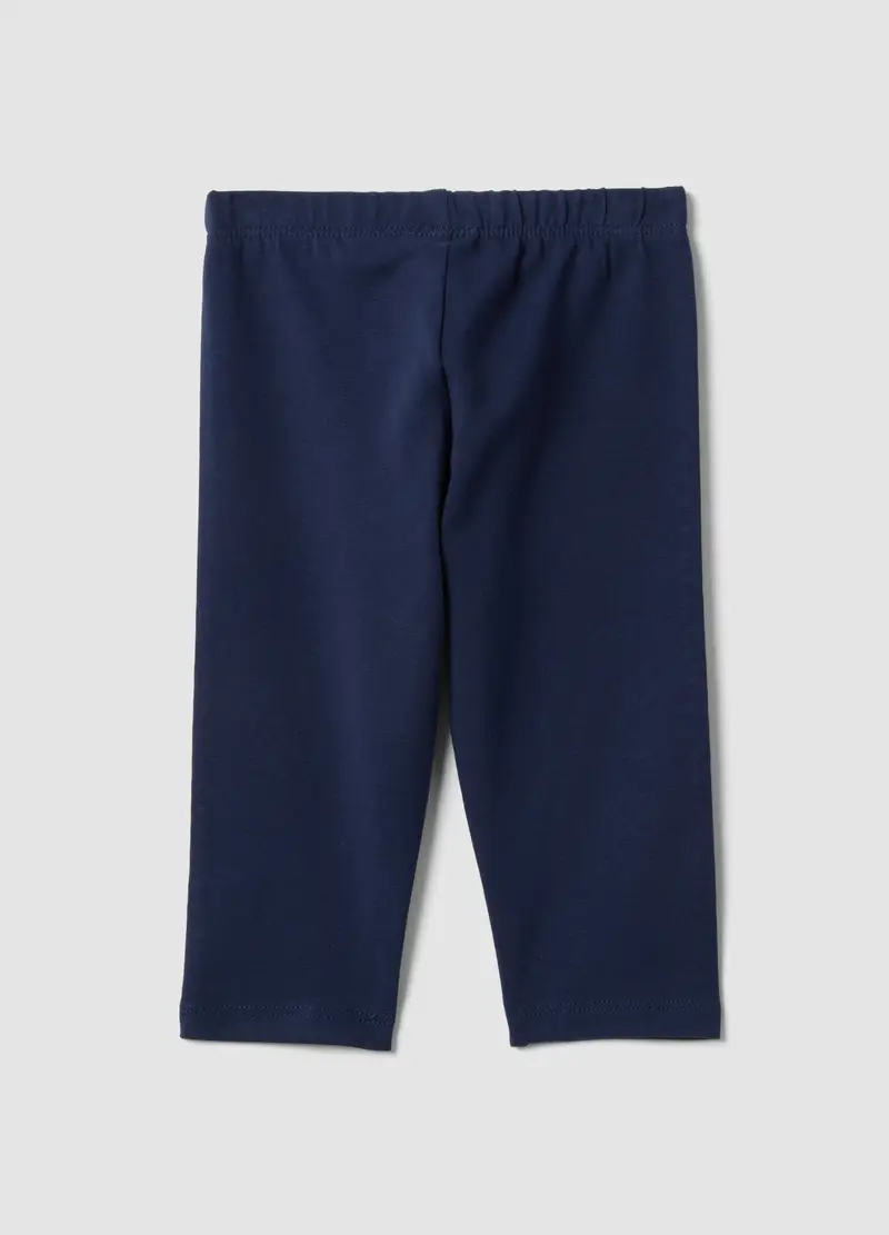 Leggings In Cotone Elasticizzato Blu Da Bimba Slim Fit, Bambina, Blu miniatura 2