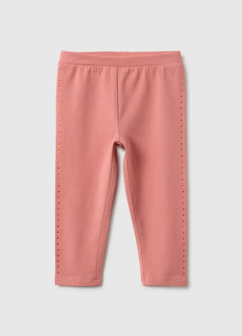 Leggings In Cotone Elasticizzato Rosa Da Bimba Slim Fit, Bambina, Rosa