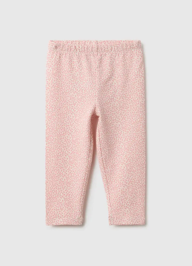 Leggings In Cotone Elasticizzato Rosa Slim Fit Per Bimba, Bambina, Rosa